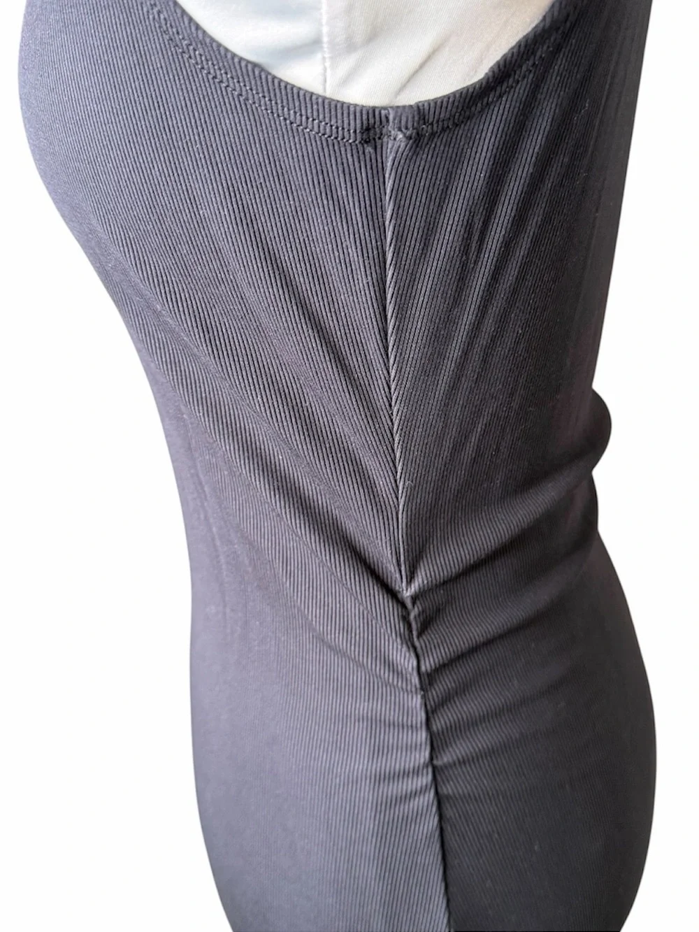 Vuori Pose Sands Midi Dress Size XL in Black Ribbed Sleeveless Side Slit VW613